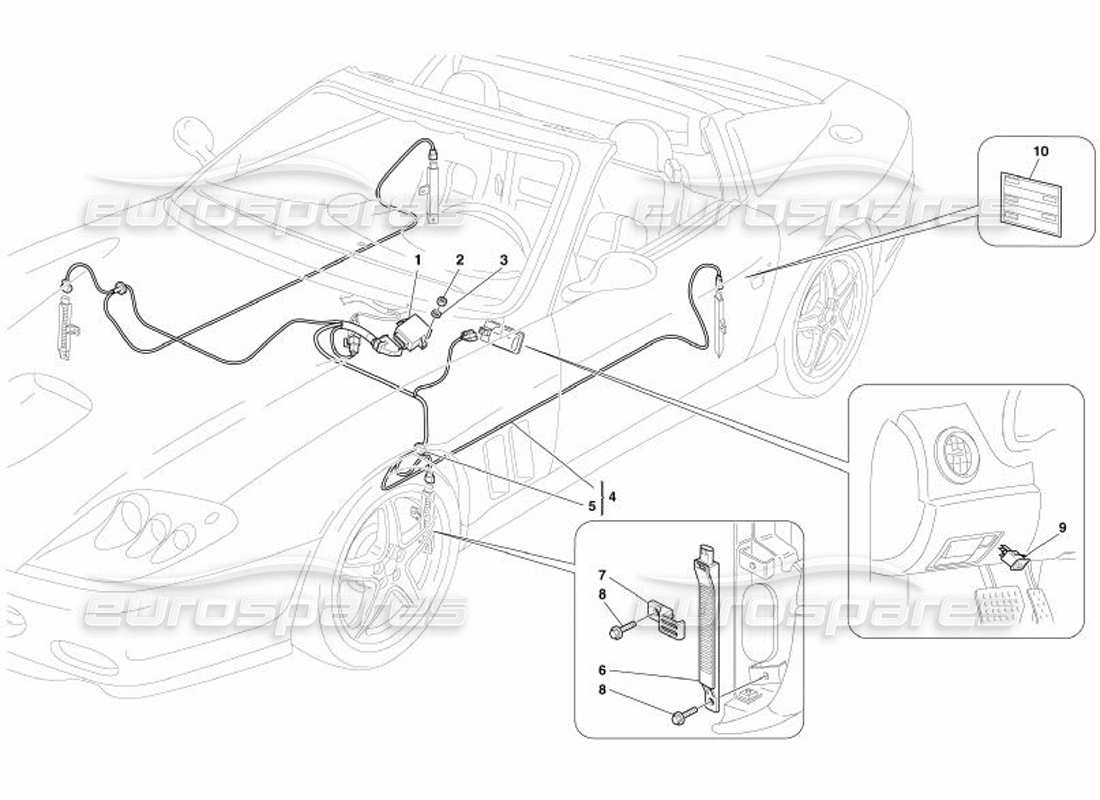 Ferrari 575 Superamerica Reifendruckkontrollsystem – nicht für J – Teildiagramm