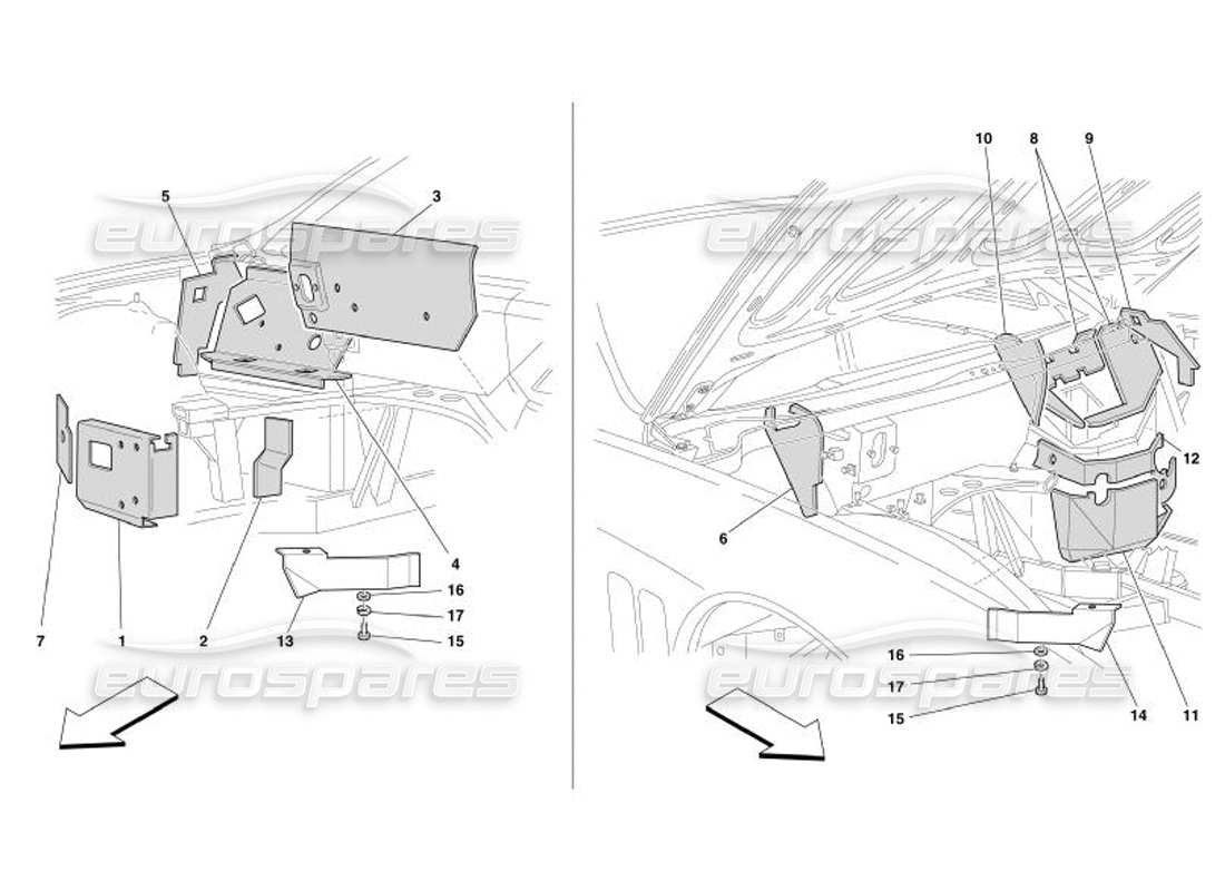 Ferrari 575 Superamerica Brandschutzisolierungen im Motorraum – nicht für GD – Teildiagramm