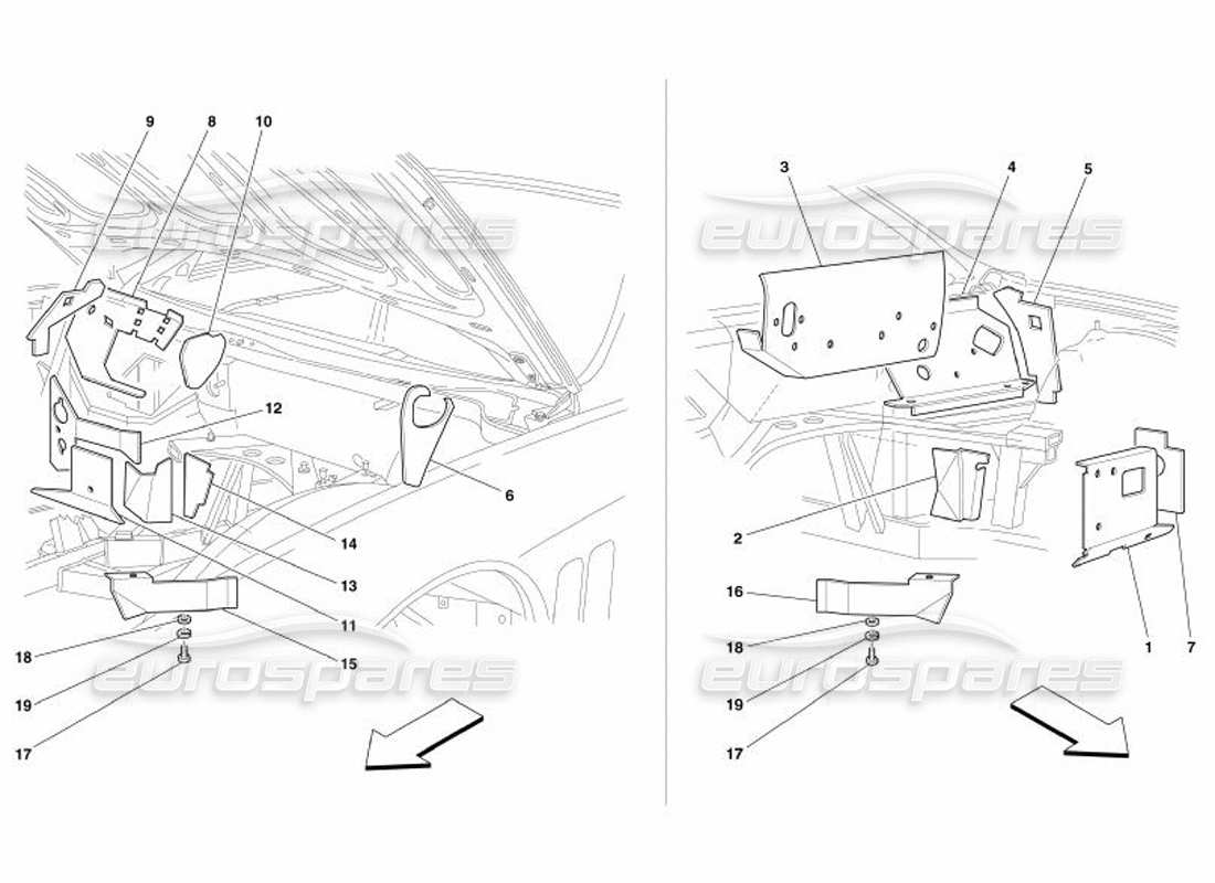 Ferrari 575 Superamerica Brandschutzisolierungen im Motorraum – gültig für GD – Teilediagramm