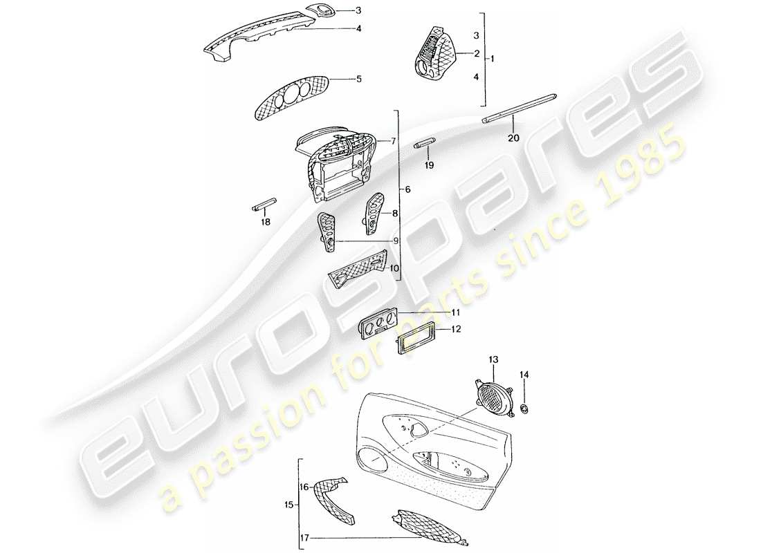 Porsche Tequipment catalogue (2008) PASSAGIERABTEIL Teildiagramm