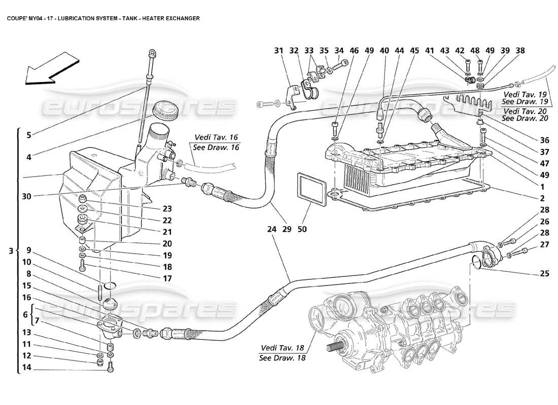 Maserati 4200 Coupé (2004) Schmiersystem, Tankheizungsaustauscher Teildiagramm