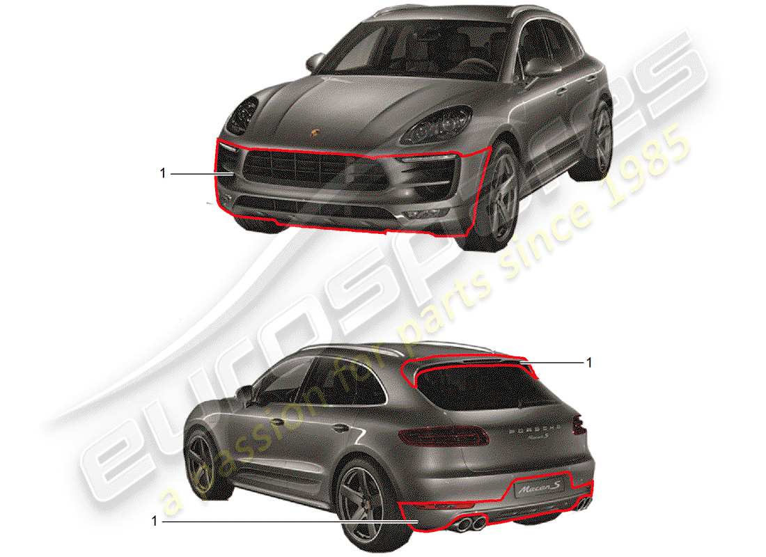 Porsche Tequipment Macan (2014) Sport-Design-Paket Teildiagramm
