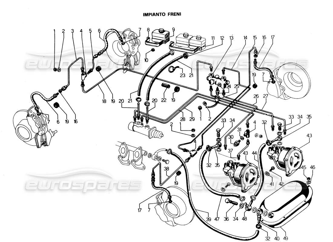 Lamborghini Espada Bremssystem (Australien, Gran Bret, Irland) Teilediagramm
