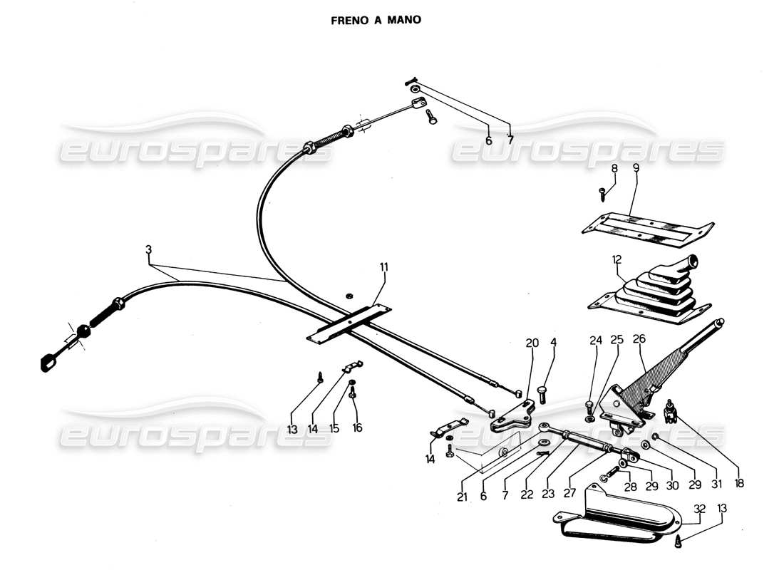 Lamborghini Espada Handbremse (0 bis 800)(Gran Bret, Irland, Australien) Teilediagramm