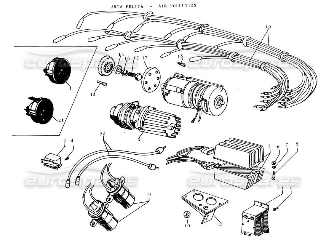 Lamborghini Espada Teilediagramm für Luftverschmutzungspumpen (USA).