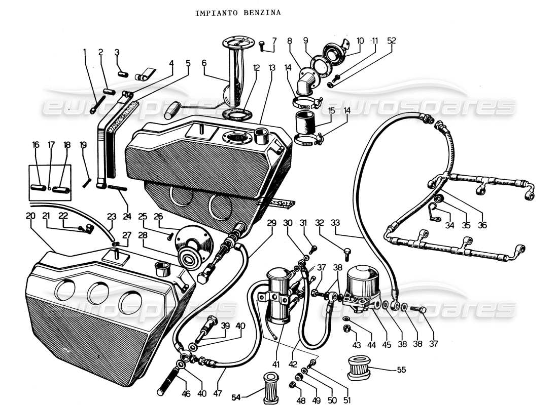 Lamborghini Espada Kraftstoffsystem Teilediagramm