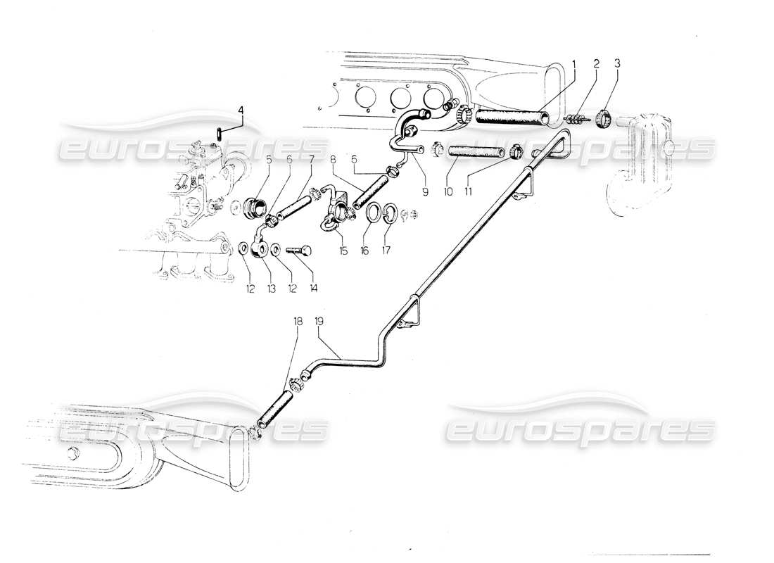 Lamborghini Countach LP400 Kraftstoffsystem Teildiagramm