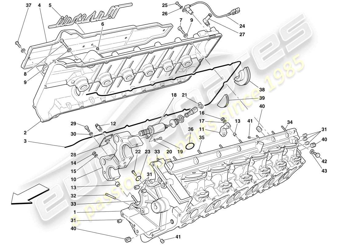 Maserati MC12 Rechter Zylinderkopf Teilediagramm