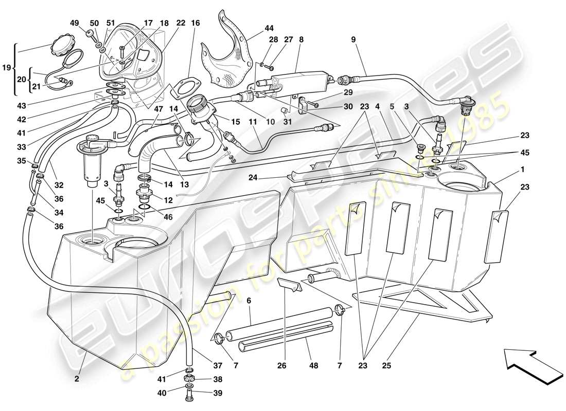 Maserati MC12 Kraftstofftanks und Union Teilediagramm