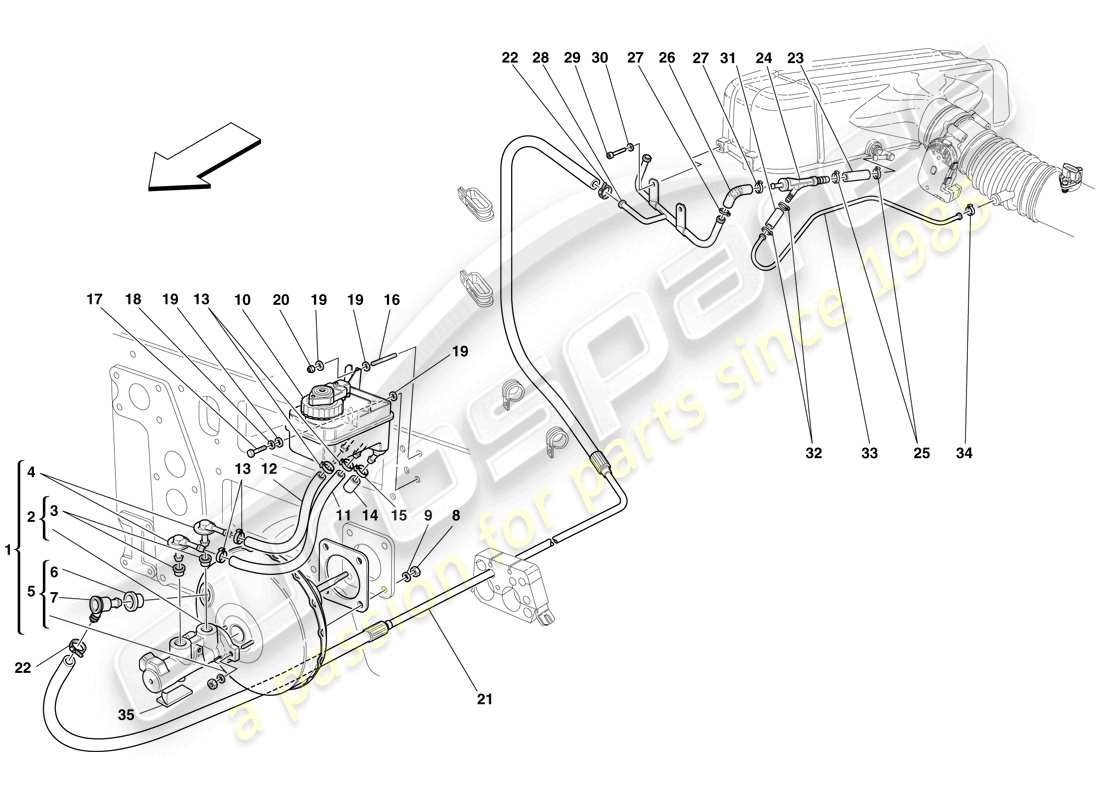 Maserati MC12 Bremsen, hydraulische Steuerung und Bremskraftverstärkersystem Teilediagramm