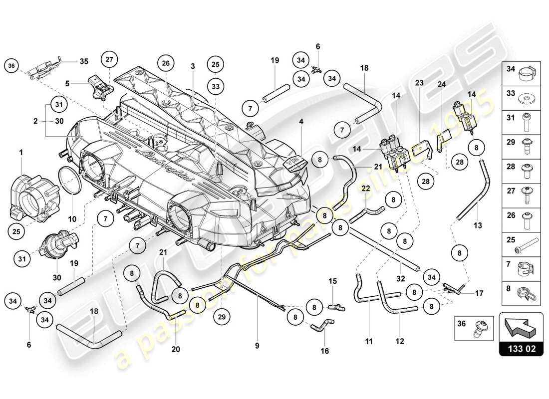 Lamborghini LP720-4 Coupé 50 (2014) Ansaugkrümmer Teilediagramm