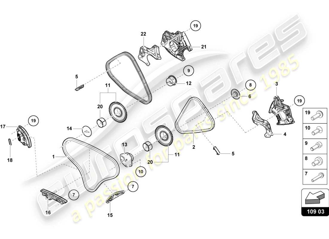 Lamborghini Evo Coupé 2WD (2020) STEUERKETTE Teildiagramm