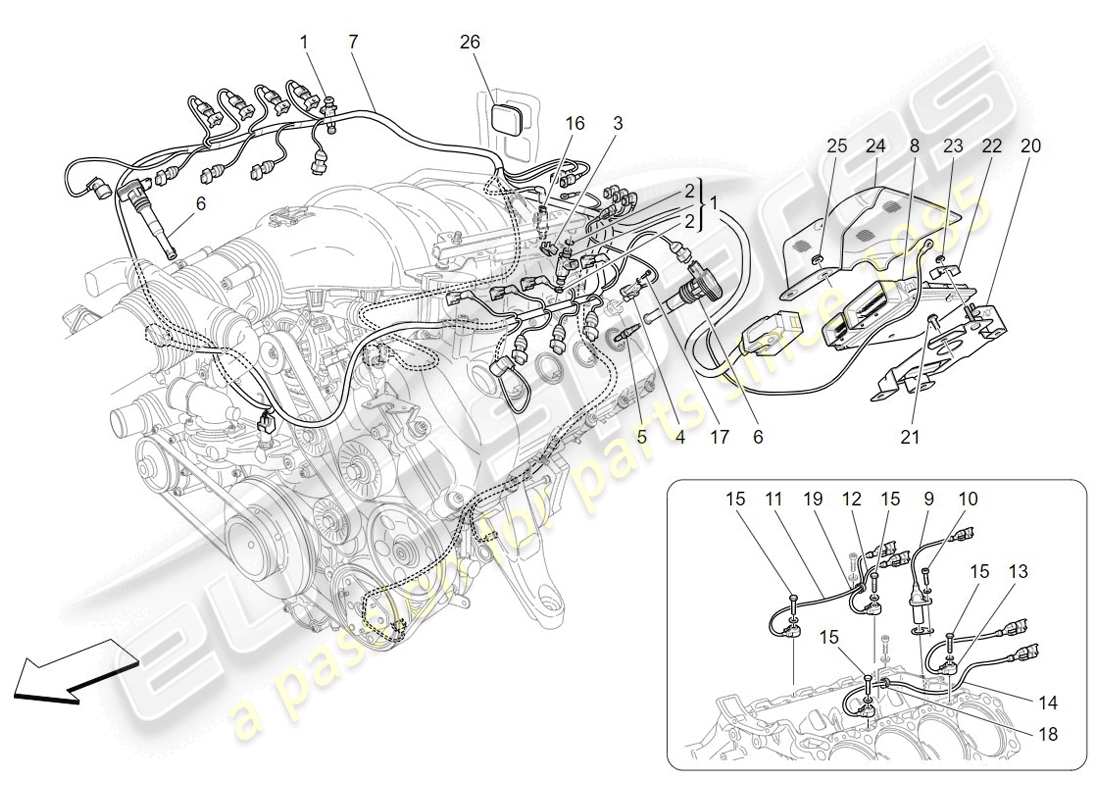 Maserati GranTurismo (2009) ELEKTRONISCHE STEUERUNG: EINSPRITZUNG UND MOTORSTEUERUNG Teildiagramm
