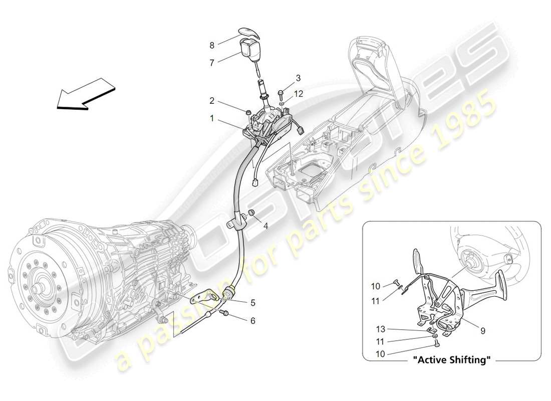 Maserati GranTurismo (2009) Fahrersteuerung für Automatikgetriebe Teildiagramm