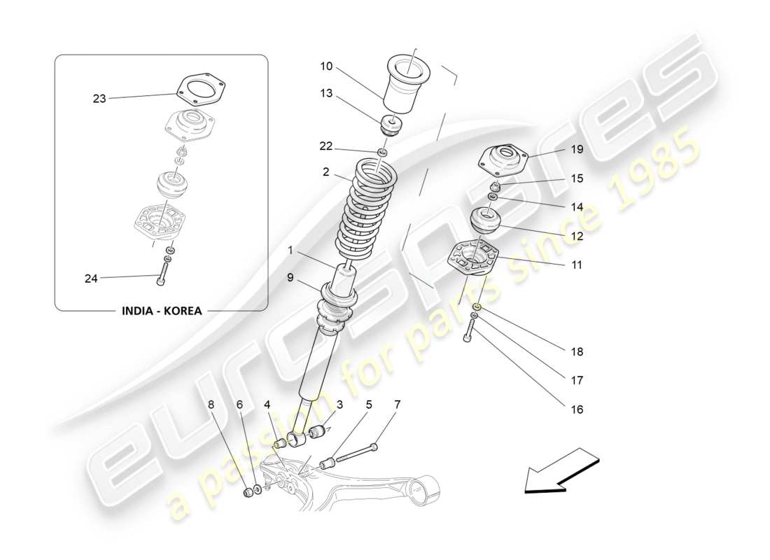 Maserati GranTurismo (2009) vordere Stoßdämpfervorrichtungen Teildiagramm