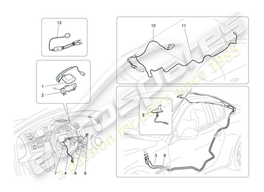 Maserati GranTurismo (2009) EMPFANGS- UND VERBINDUNGSSYSTEM Teildiagramm