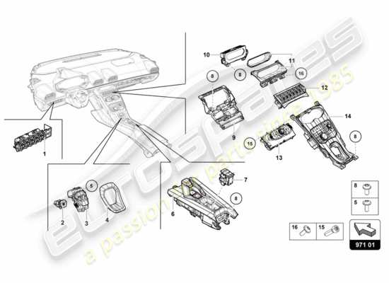 a part diagram from the Lamborghini LP580-2 COUPE (2017) parts catalogue