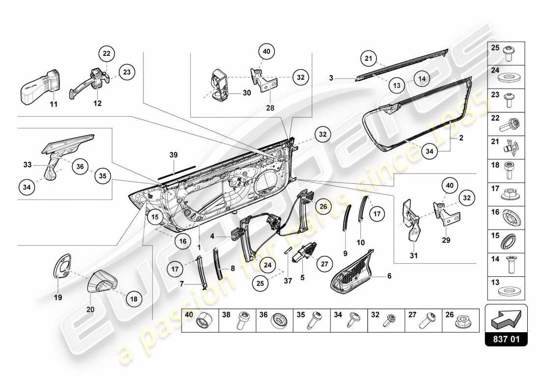 Lamborghini LP580-2 Spyder (2016) Türen Teildiagramm