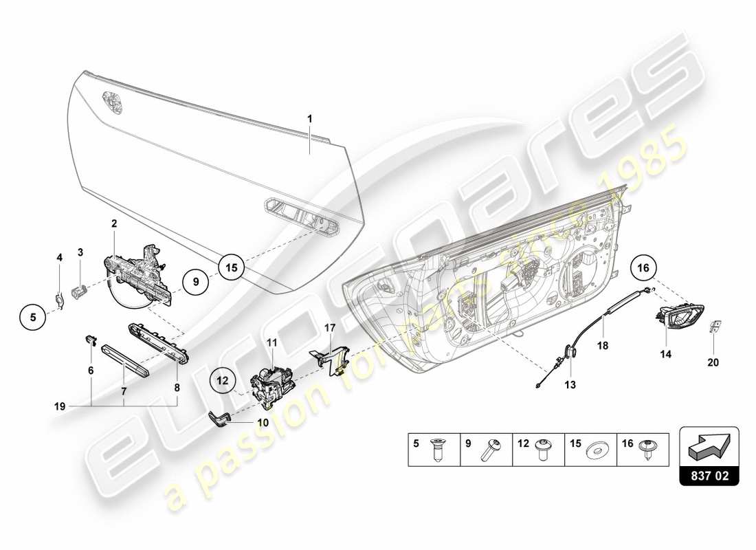 Lamborghini LP580-2 Spyder (2016) TÜRGRIFFE Teildiagramm