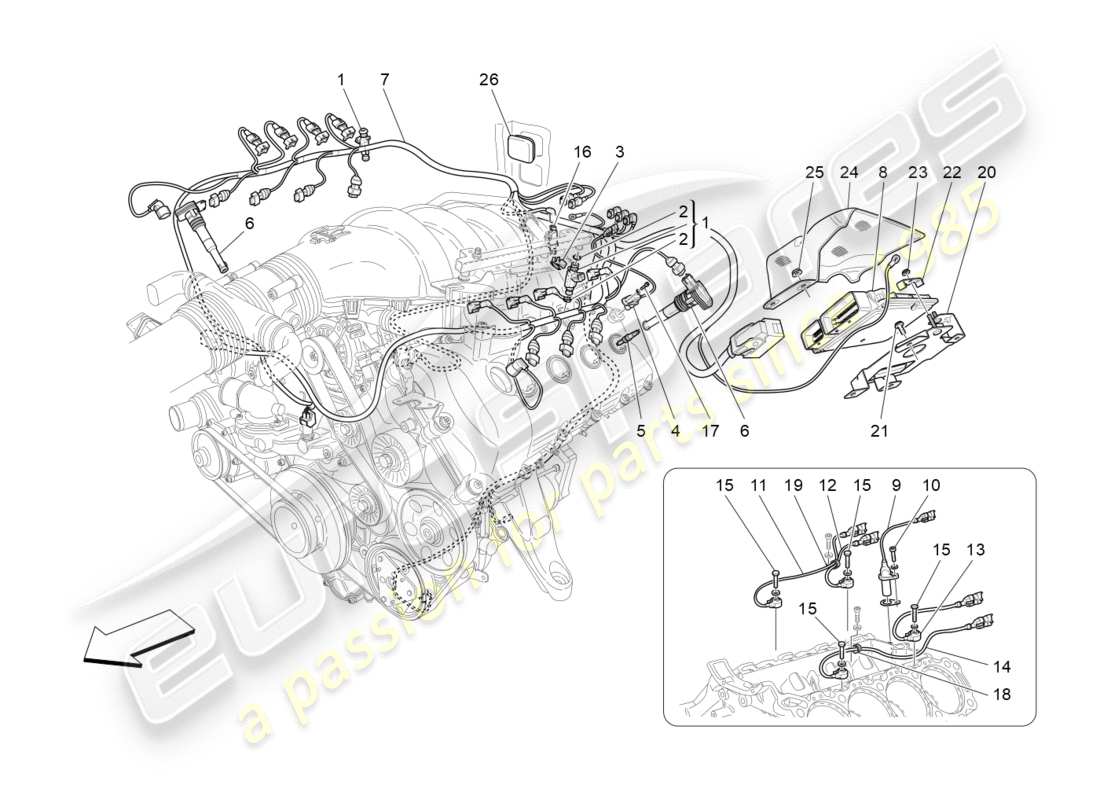Maserati GranTurismo (2011) ELEKTRONISCHE STEUERUNG: EINSPRITZUNG UND MOTORSTEUERUNG Teildiagramm
