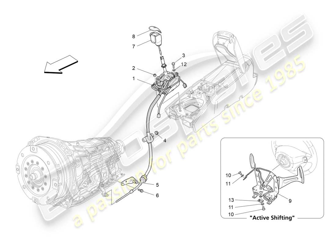 Maserati GranTurismo (2011) Fahrersteuerung für Automatikgetriebe Teildiagramm