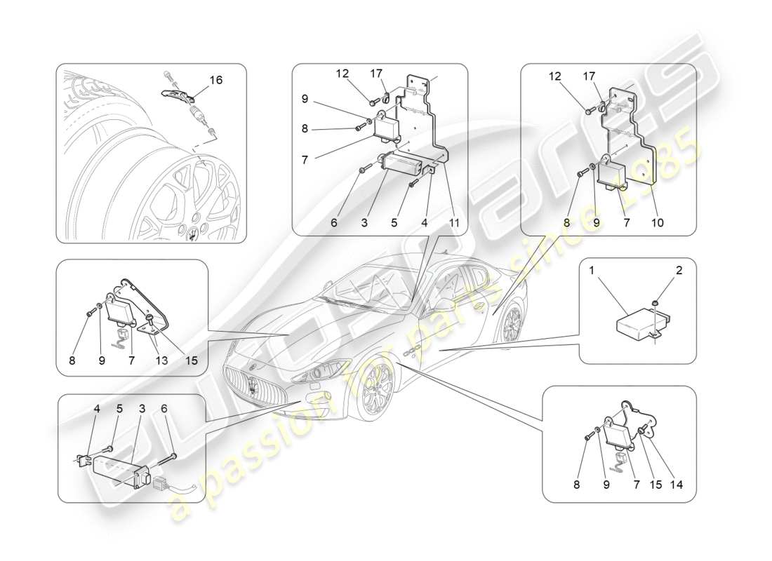 Maserati GranTurismo (2011) Reifendruckkontrollsystem Teildiagramm