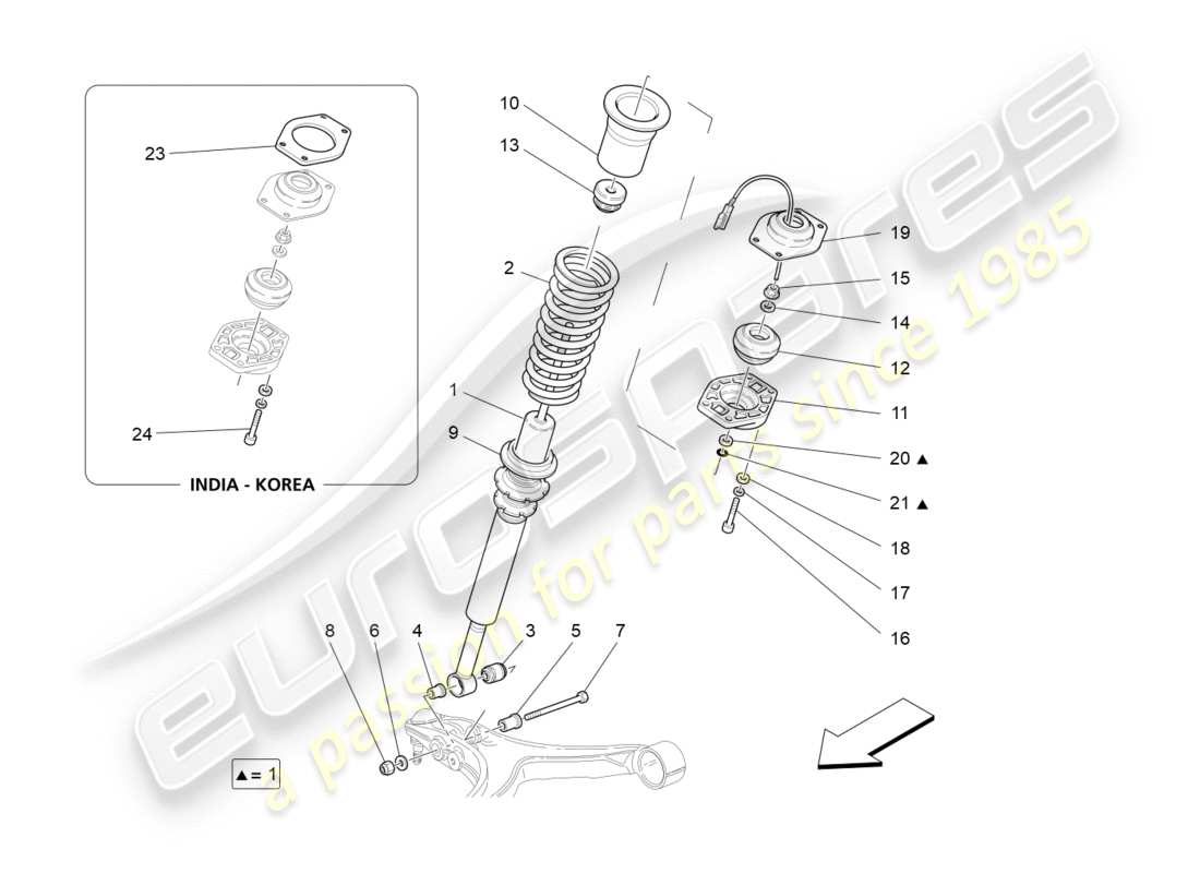 Maserati GranTurismo (2012) vordere Stoßdämpfervorrichtungen Teildiagramm