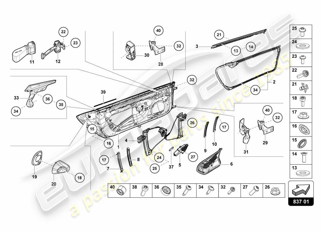 Lamborghini LP610-4 Spyder (2018) Türen Teildiagramm