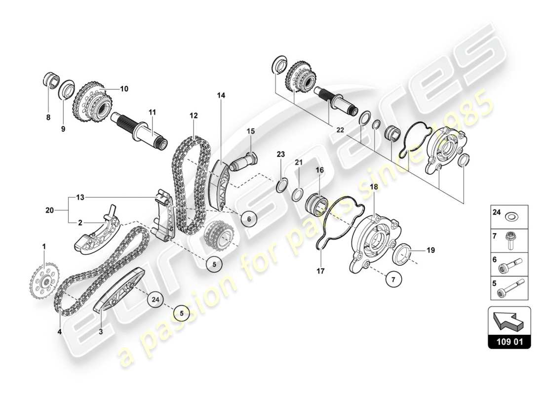 Lamborghini Centenario Roadster (2017) STEUERKETTE Teildiagramm