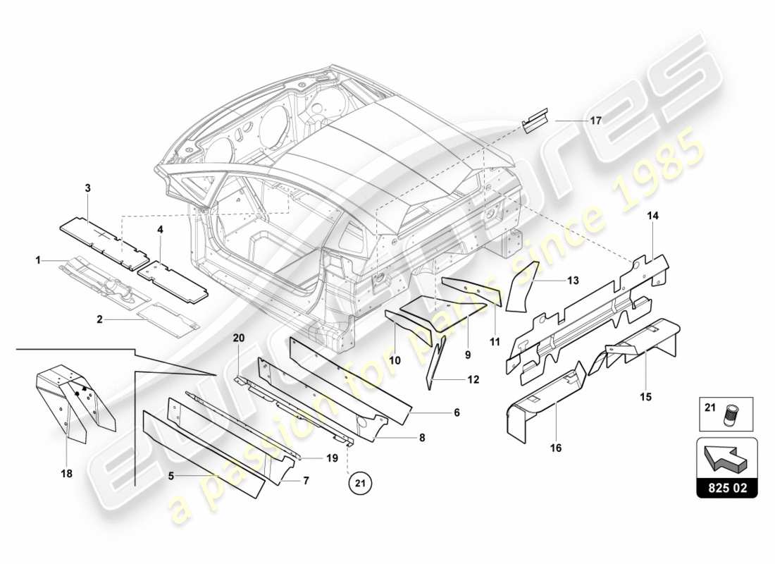 Lamborghini Centenario Roadster (2017) DÄMPFER FÜR TUNNEL Teildiagramm