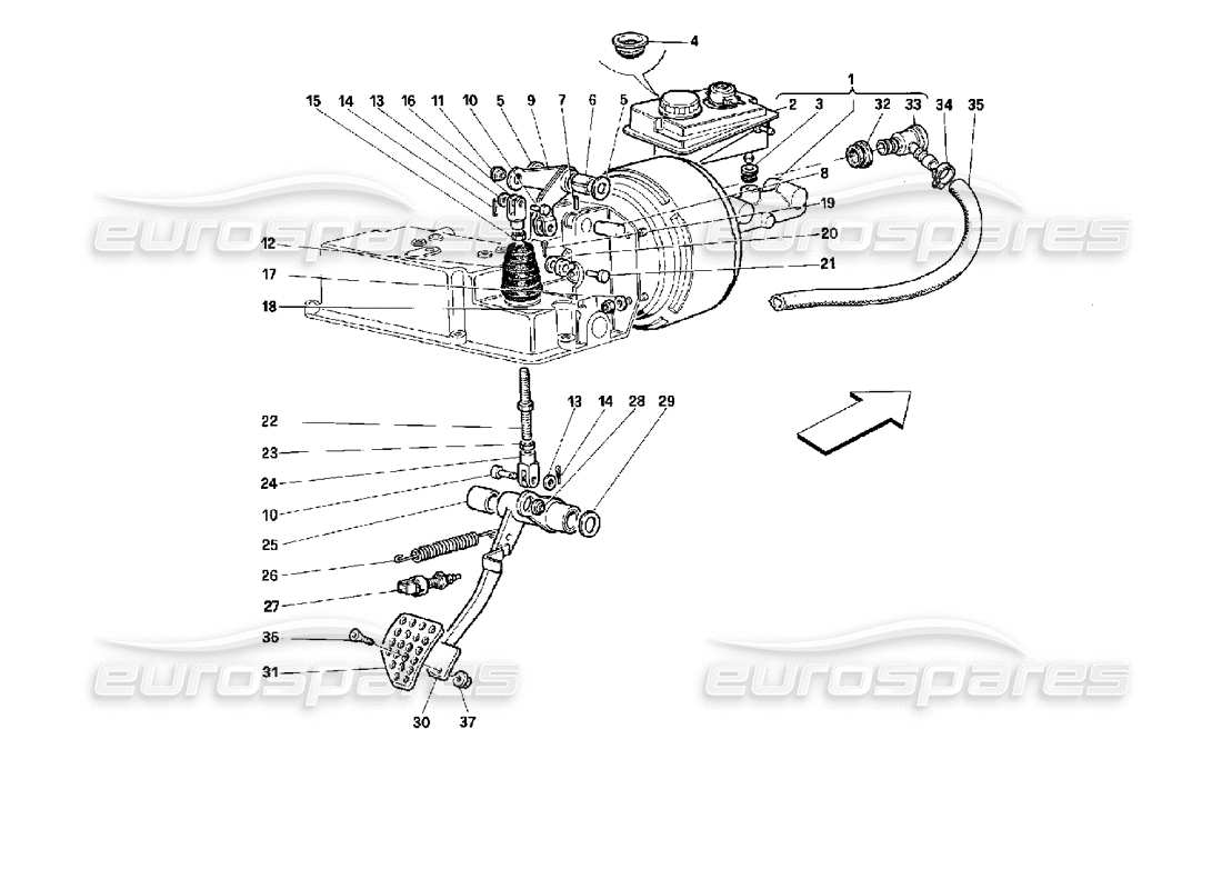 Ferrari 512 M Bremshydrauliksystem – gültig für GD – Teilediagramm