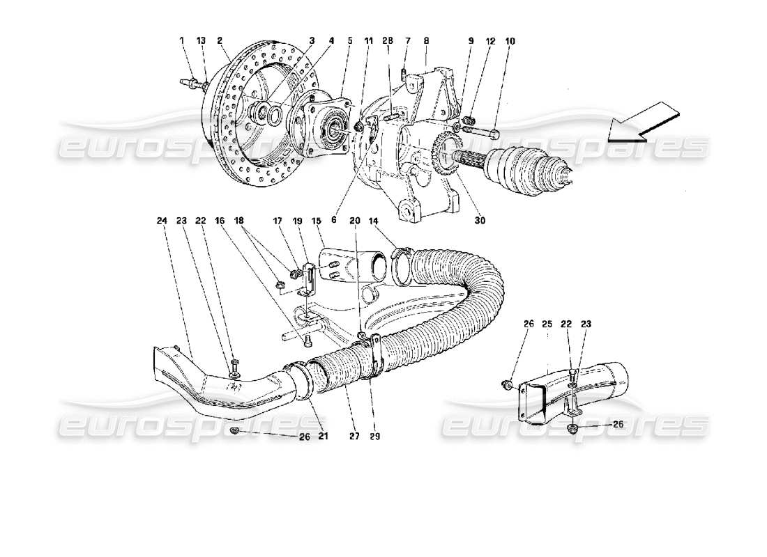 Ferrari 512 M Hinterradaufhängung – Bremsscheibe Teilediagramm
