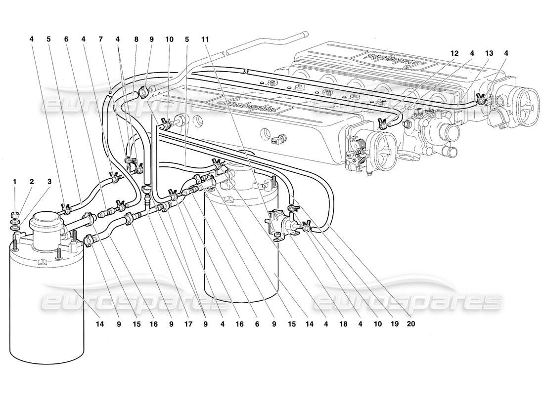 Lamborghini Diablo VT (1994) Kraftstoffsystem Teilediagramm
