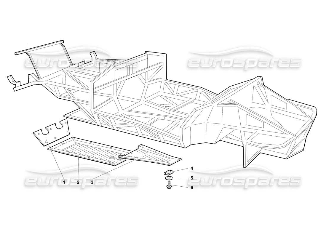 Lamborghini Diablo VT (1994) Rahmenelemente (Gültig für japanische Version – April 1994) Teildiagramm