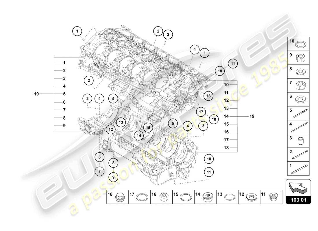 Lamborghini LP700-4 ROADSTER (2015) Motorblock Teildiagramm