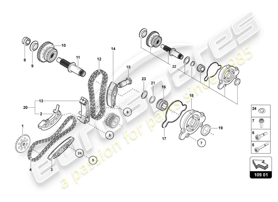 Lamborghini LP700-4 ROADSTER (2015) STEUERKETTE Teildiagramm