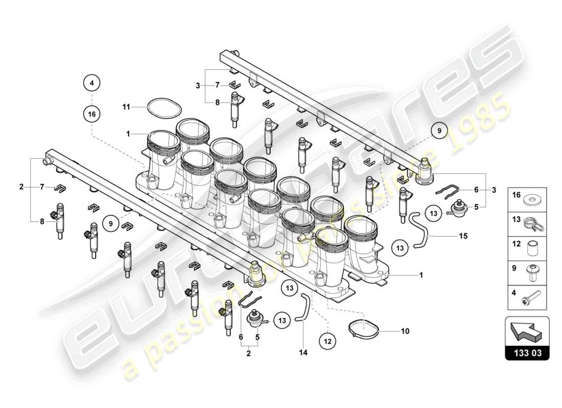 Lamborghini LP700-4 ROADSTER (2015) Ansaugkrümmer Teildiagramm