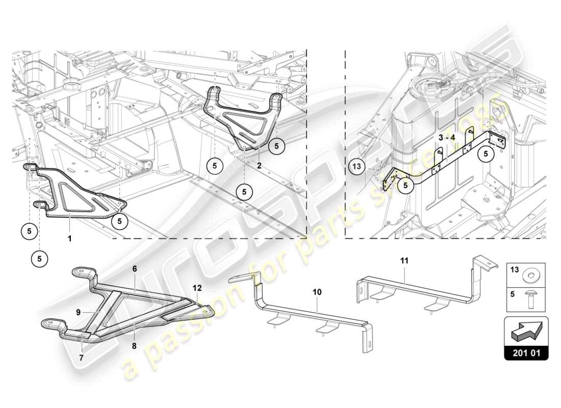 Lamborghini LP700-4 ROADSTER (2015) HALTERUNG FÜR KRAFTSTOFFTANK Teildiagramm