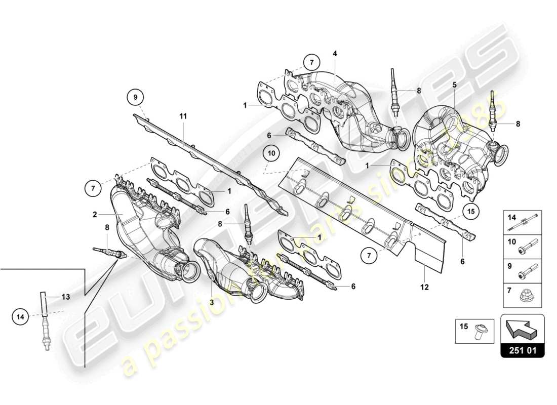 Lamborghini LP700-4 ROADSTER (2015) Abgassystem Teildiagramm