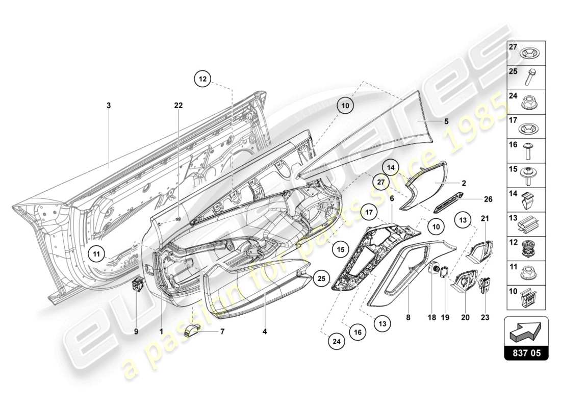 Lamborghini LP700-4 ROADSTER (2015) FAHRER- UND BEIFAHRERTÜR Teildiagramm