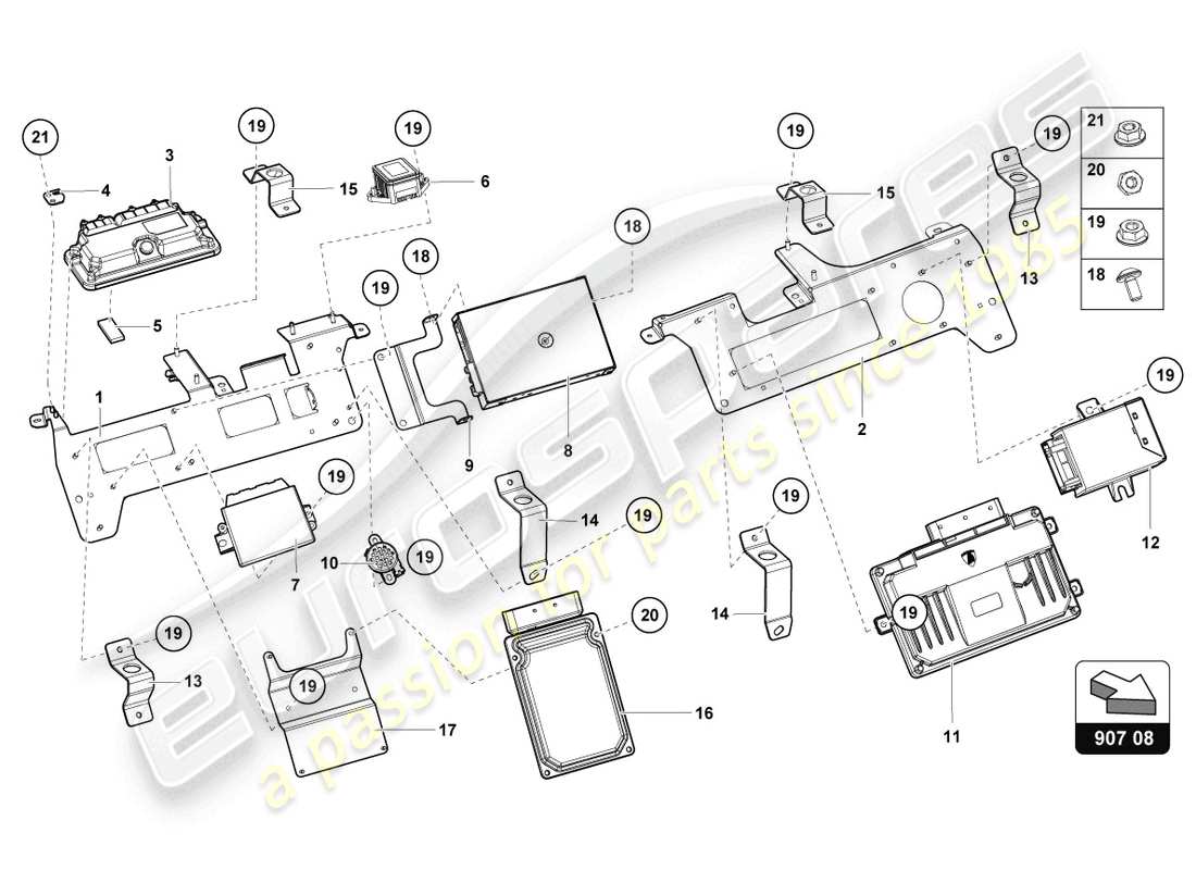 Lamborghini LP700-4 ROADSTER (2015) HALTERUNG FÜR STEUERGERÄTE Teildiagramm