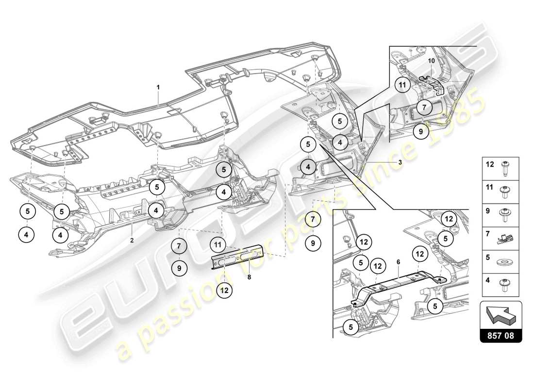 Lamborghini LP700-4 ROADSTER (2016) Instrumententafel Teildiagramm