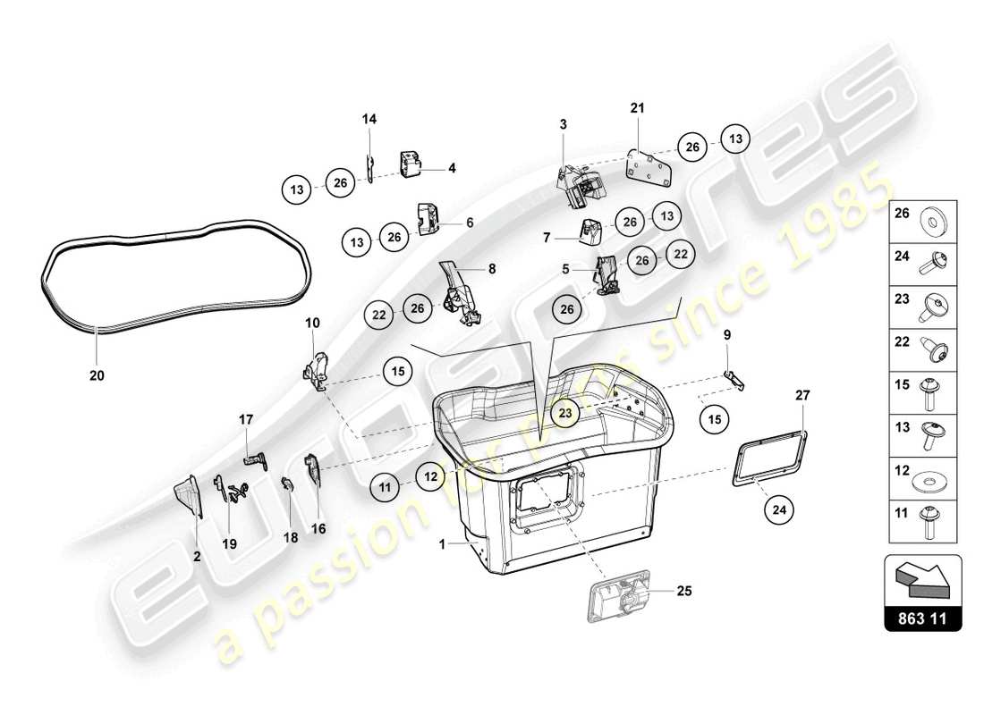 Lamborghini LP700-4 ROADSTER (2016) GEPÄCKKOMP. BODENBELAG Teildiagramm