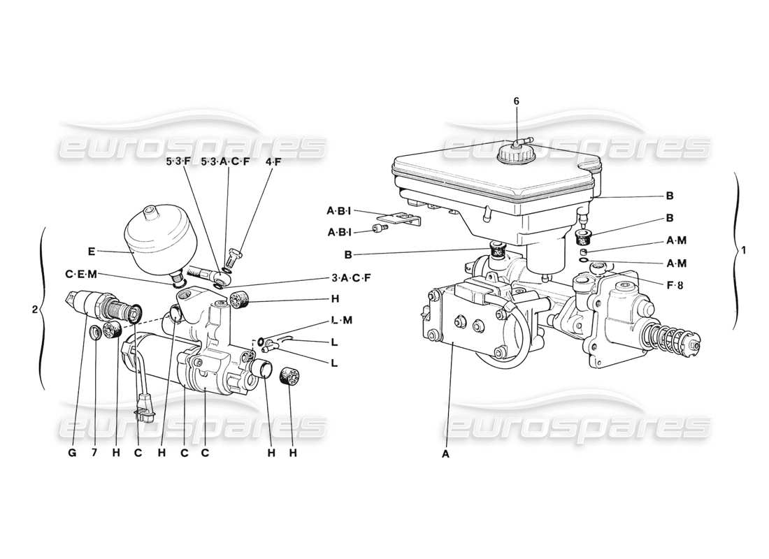 Ferrari 328 (1988) Hydrauliksystem für Rutschfestigkeit Teilediagramm