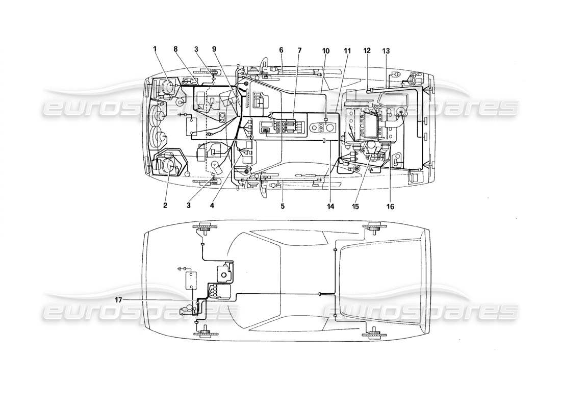 Ferrari 328 (1988) Elektrisches System – Kabel Teilediagramm