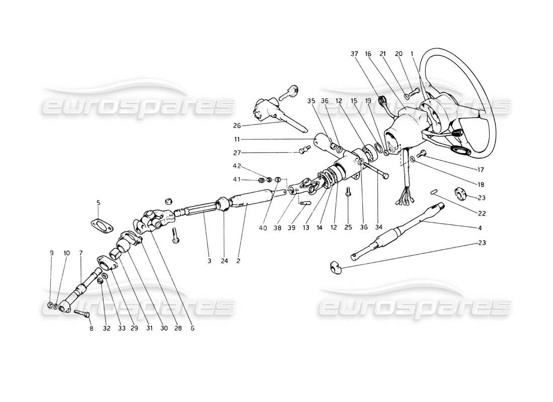 Ferrari 512 BB Lenksäule Teilediagramm