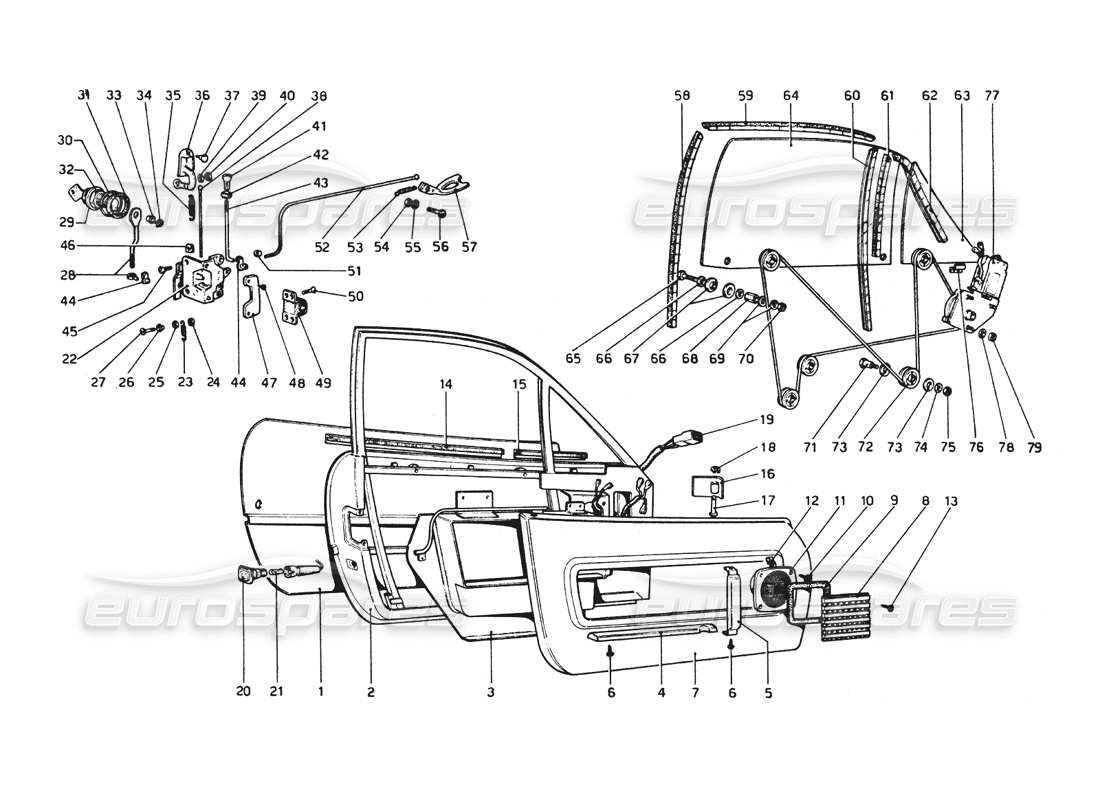 Ferrari 512 BB Türen Teilediagramm