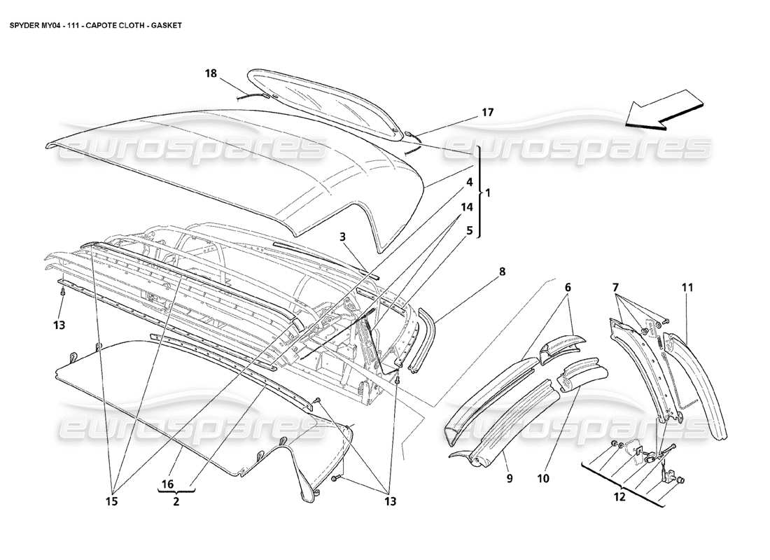 eine teilezeichnung aus dem maserati 4200 spyder (2004) teilekatalog