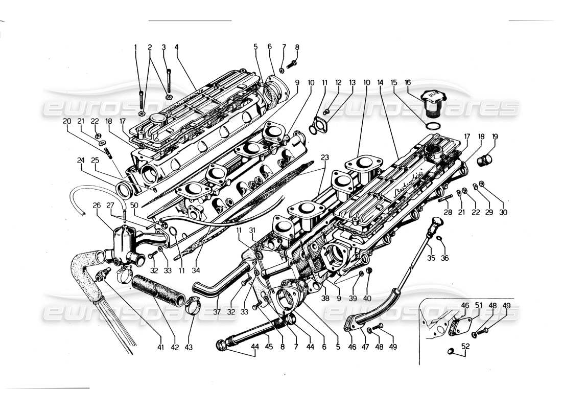 ein teilediagramm aus dem teilekatalog lamborghini urraco