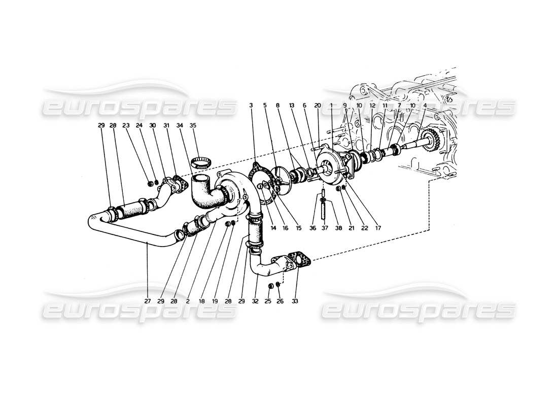 ein Teilediagramm aus dem Ferrari 365 GT4 Berlinetta Boxer-Teilekatalog
